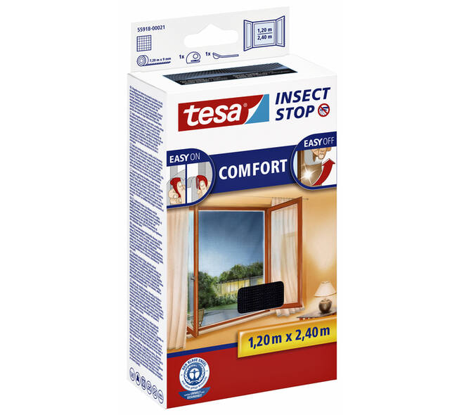 Insectenhor tesa® Insect Stop COMFORT buitendraaiende ramen 1,2x2,4m zwart