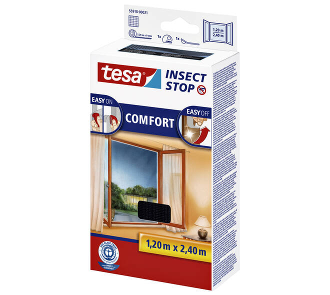 Insectenhor tesa® Insect Stop COMFORT buitendraaiende ramen 1,2x2,4m zwart