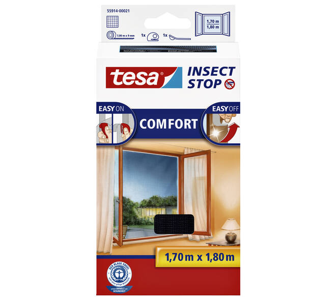 Insectenhor tesa® Insect Stop COMFORT raam 1,7x1,8m zwart
