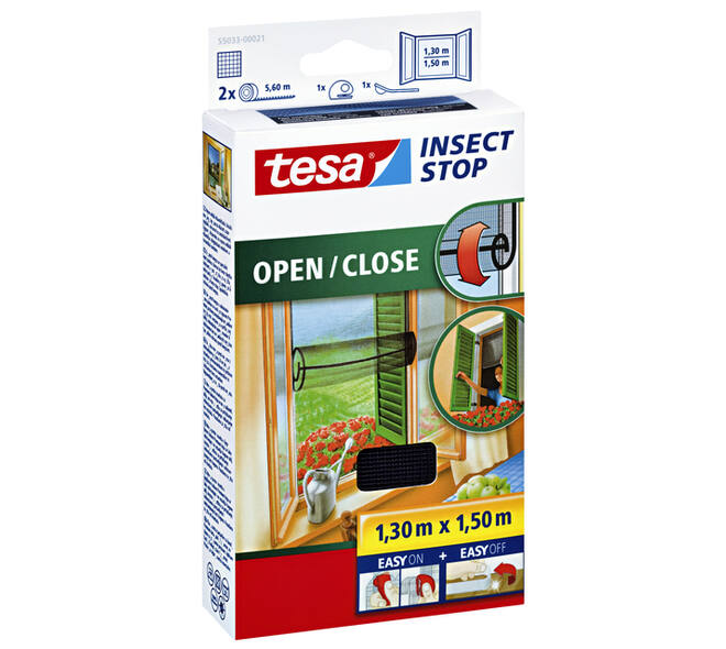 Insectenhor tesa® Insect Stop OPEN/CLOSE raam 1,3x1,5m zwart