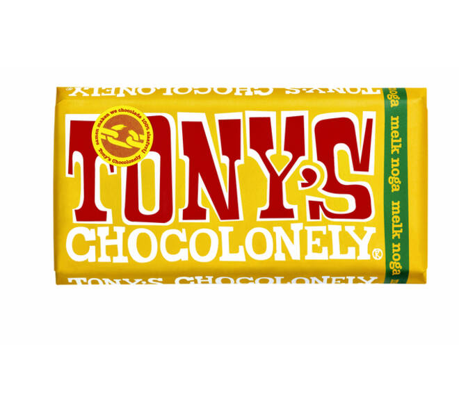 Chocolade Tony's Chocolonely melk noga reep 180gr