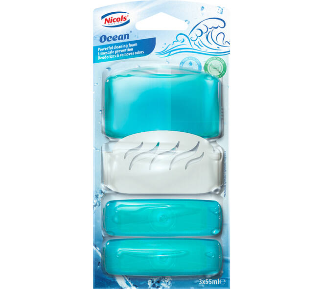 Toiletblok Air plus ocean 55ml met houder 3 stuks