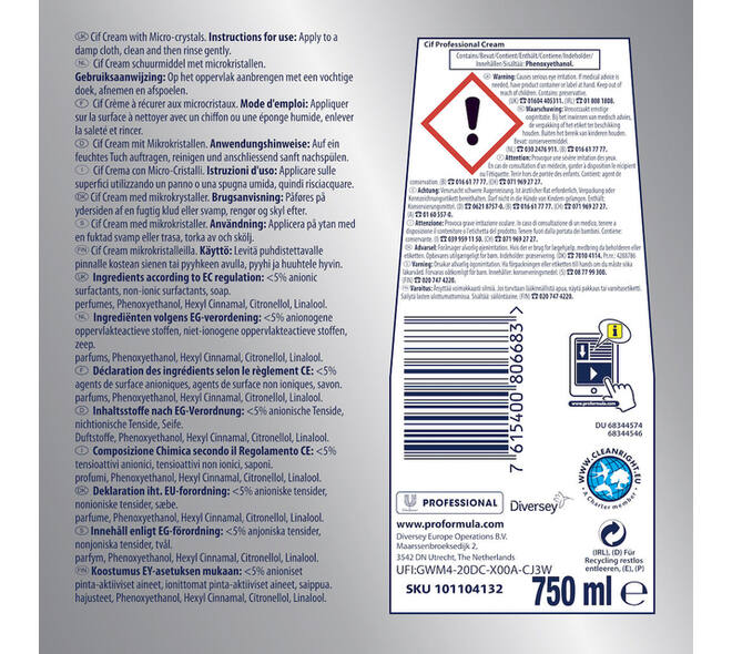 Schuurmiddel Cif cream 750ml