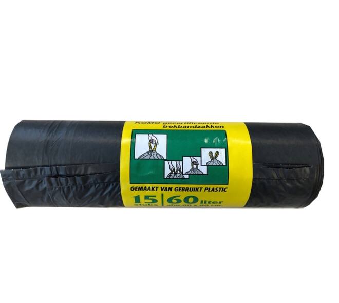 Vuilniszak Komo 60 liter zwart rol à 20 stuks