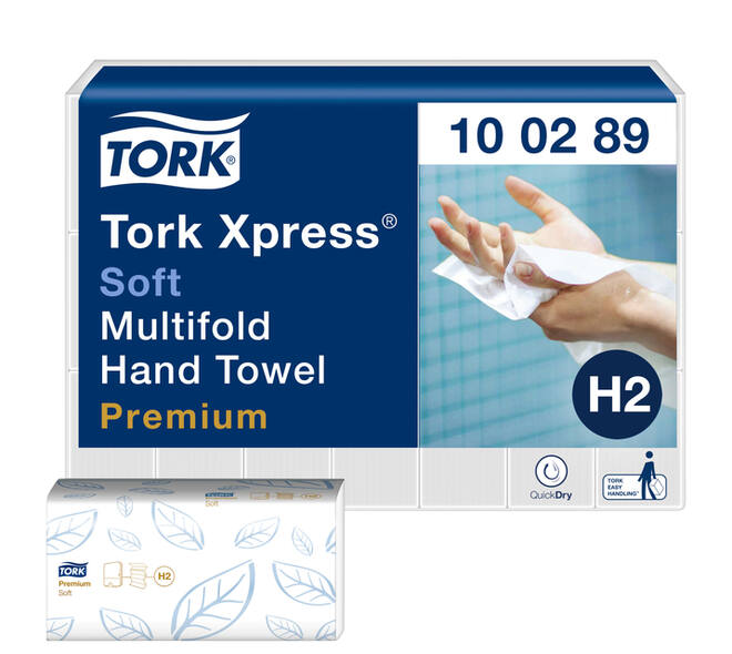 Handdoek Tork H2 Xpress Premium multifold 2-laags 212x255mm 21x150 vel wit 100289