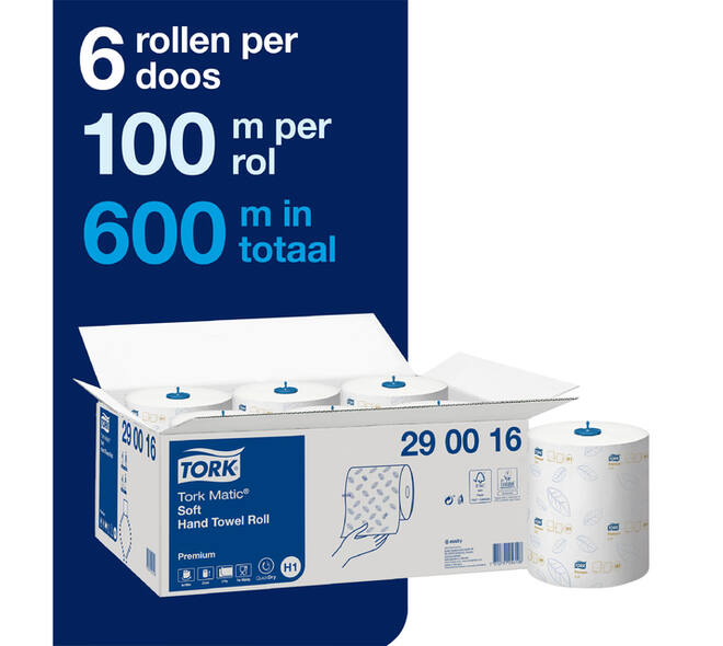 Handdoekrol Tork H1 Matic Premium 2-laags 100m wit 290016