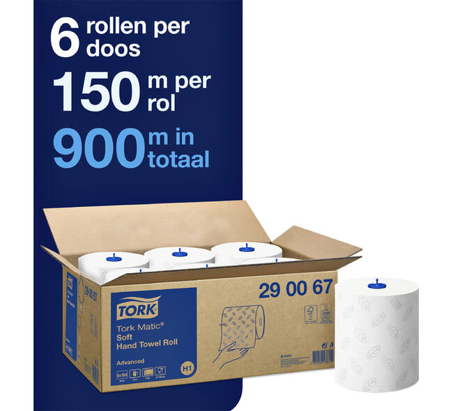 Handdoekrol Tork H1 Matic Advanced 2-laags 150m wit 290067