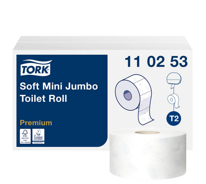 Toiletpapier Tork T2 Premium jumbo klein 2-laags 170m wit 110253