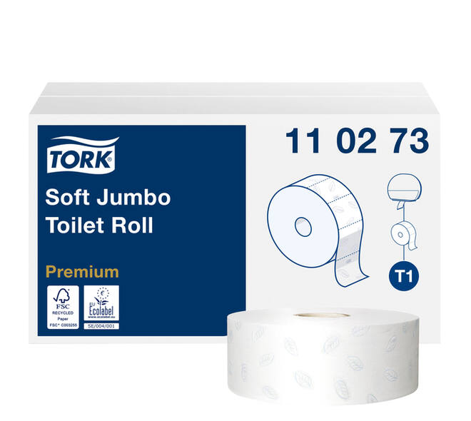 Toiletpapier Tork T1 Premium jumbo 2-laags 360m wit 110273