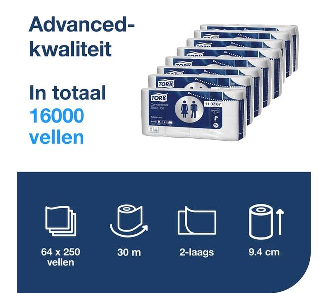 Toiletpapier Tork T4 Advanced 2-laags 250 vel wit 110767