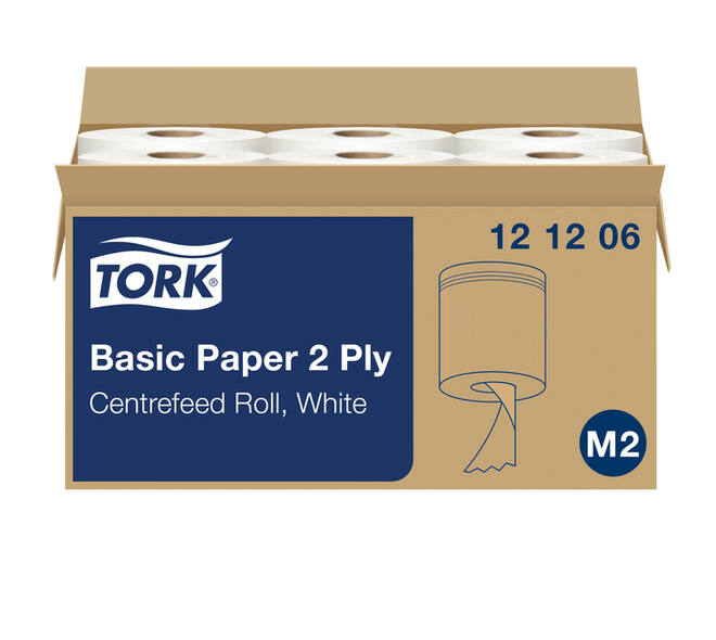 Poetspapier Tork M2 Basic Universal 2-laags 160m wit 121206