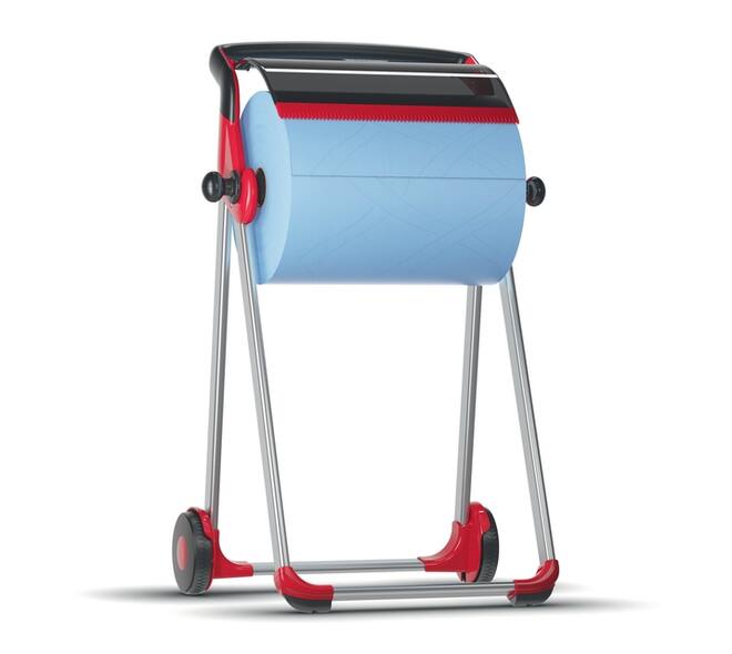 Poetspapierdispenser Tork W1 Performance vloerstandaard rood 652008