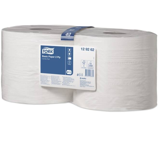 Poetspapier Tork W2 Basic Universal 2-laags 1000 vel wit 129262