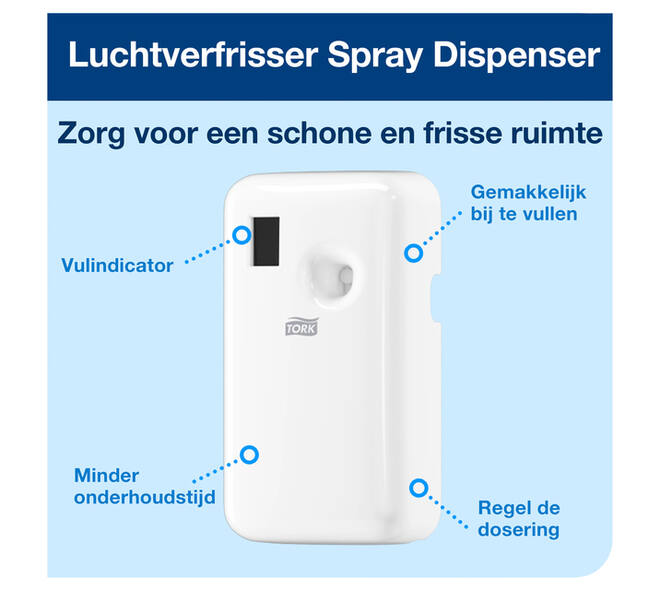 Luchtverfrisserdispenser Tork A1 spray wit 562000