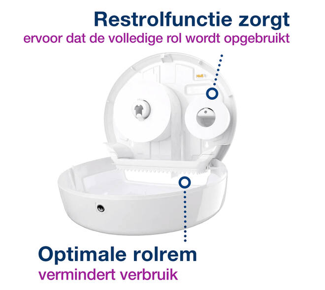 Toiletpapierdispenser Tork T2 Elevation jumbo klein wit 555000