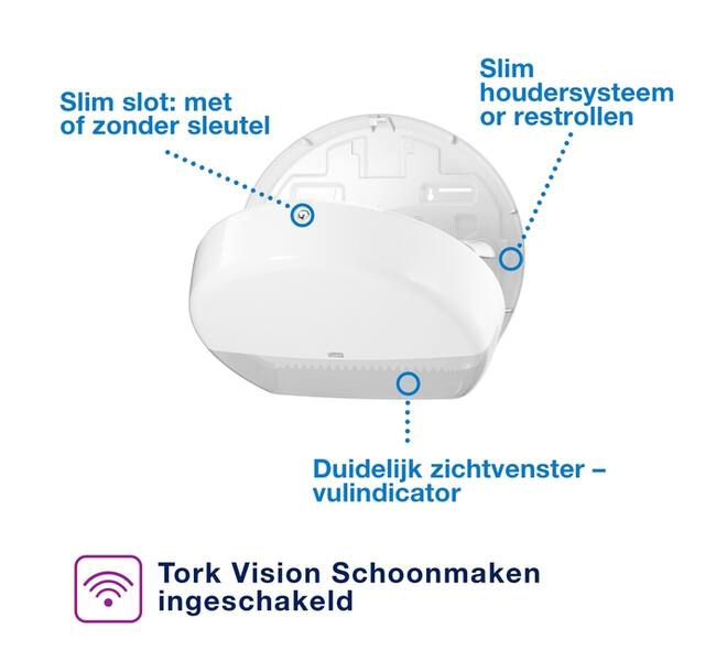 Toiletpapierdispenser Tork T1 Elevation jumbo wit 554000