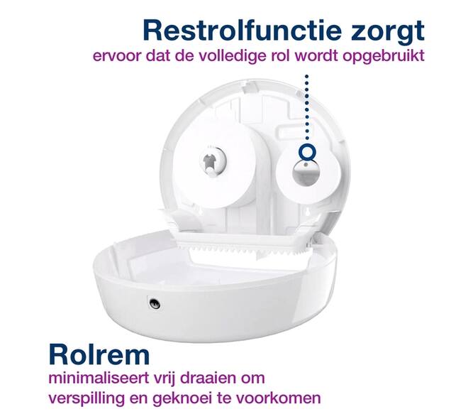 Toiletpapierdispenser Tork T1 Elevation jumbo wit 554000
