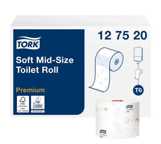 Toiletpapier Tork T6 Premium systeemrol 2-laags 90m wit 127520