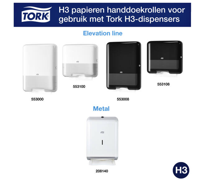 Handdoek Tork H3 Advanced singlefold 2-laags 248x230mm 15x250 vel wit 290163