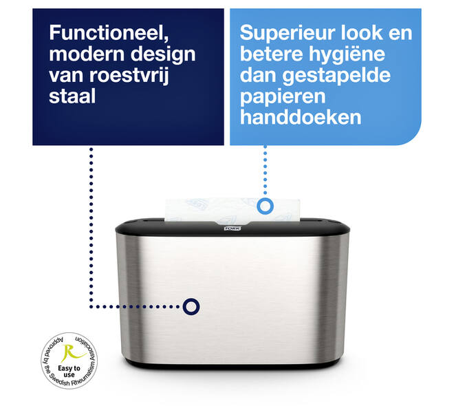 Handdoekdispenser Tork H2 Image Line Xpress countertop zilver 460005