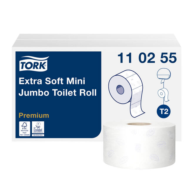 Toiletpapier Tork T2 Premium jumbo klein 3-laags 120m wit 110255