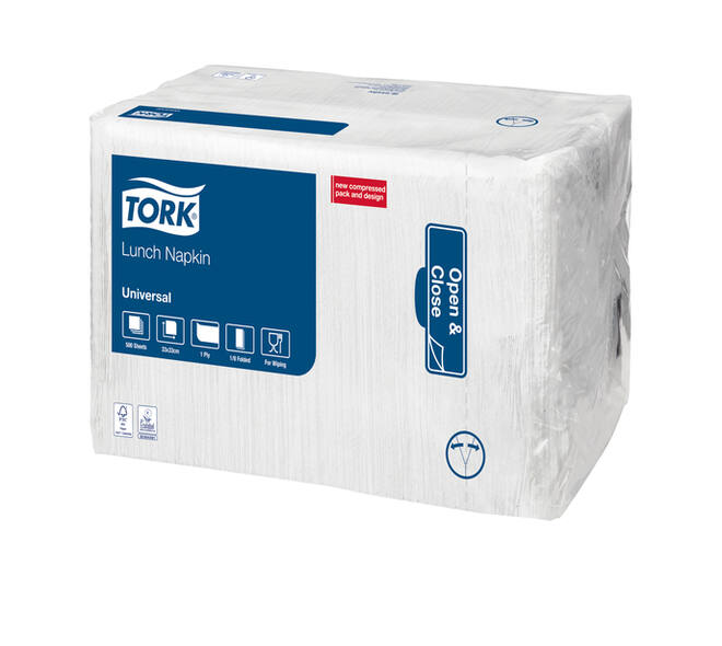 Lunchservet Tork Universal 1/8 vouw 1-laags 325x325mm 500 vel wit 509308