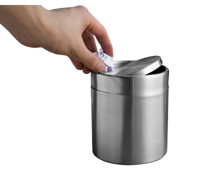 Afvalbak EKO Fandy tafelmodel met swingdeksel 1,5 liter rvs