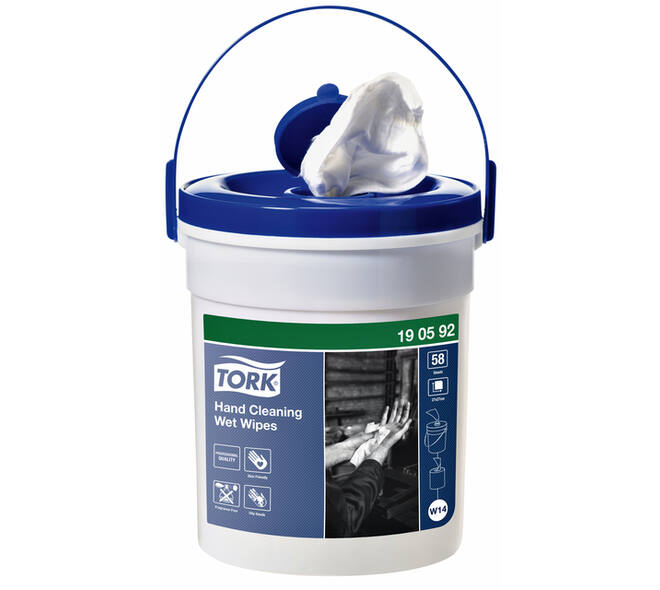 Handreinigingsdoek Tork W14 Premium emmer 1-laags 58 vel wit 190592