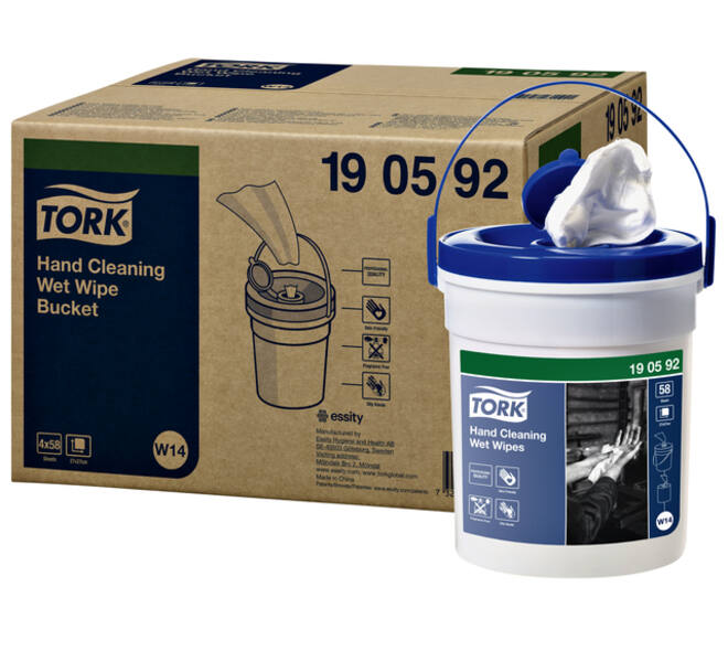 Handreinigingsdoek Tork W14 Premium emmer 1-laags 58 vel wit 190592