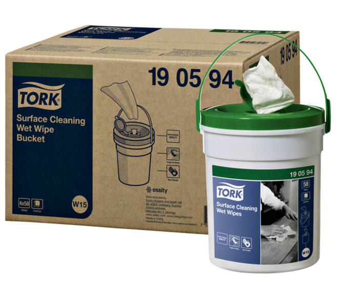 Reinigingsdoek Tork W15 Premium emmer 1-laags 58 vel wit 190594