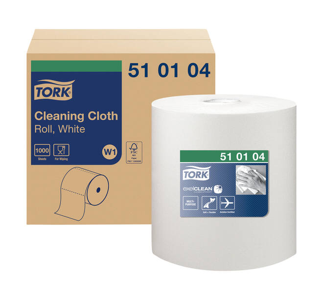 Reinigingsdoek Tork W1 Premium 1-laags 380m wit 510104