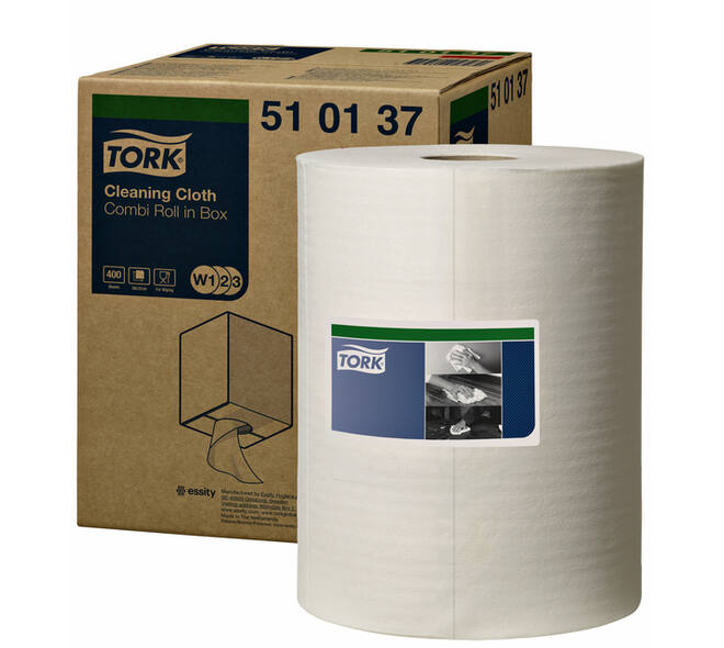 Reinigingsdoek Tork W2 Premium 1-laags 152m wit 510137
