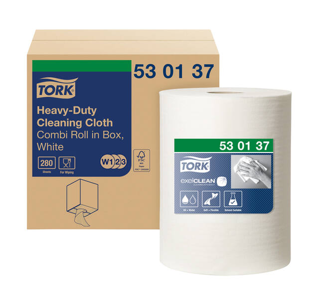 Reinigingsdoek Tork W2 Premium Heavy-Duty 1-laags 106m wit 530137