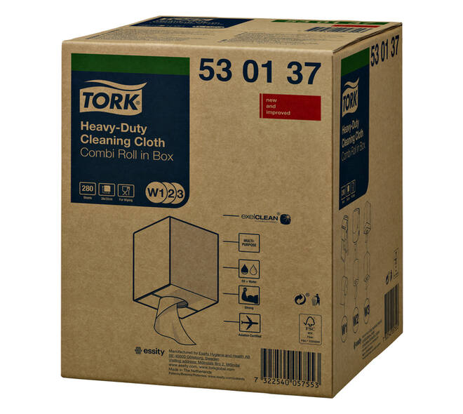Reinigingsdoek Tork W2 Premium Heavy-Duty 1-laags 106m wit 530137