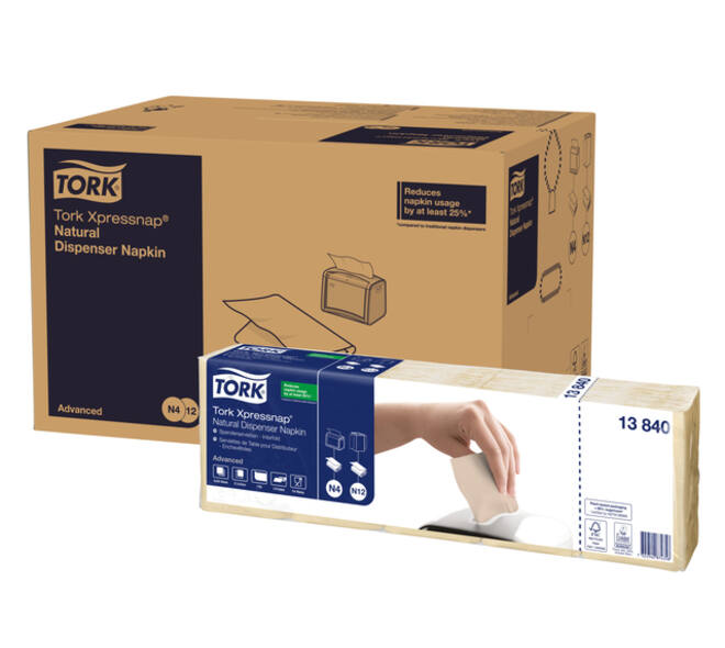 Lunchservet Tork Advanced 1/8 vouw 2-laags 328x325mm 200 vel naturel 477351