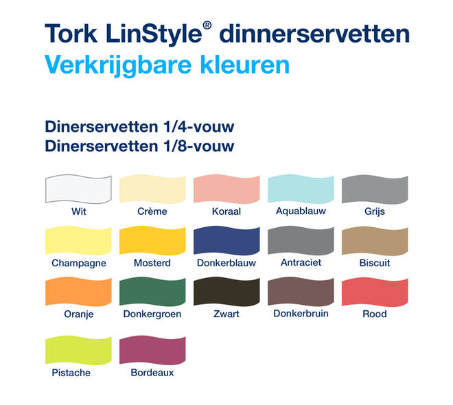 Dinerservet Tork Linstyle Premium 1/4 vouw 1-laags 390x390mm 50 vel wit 478722