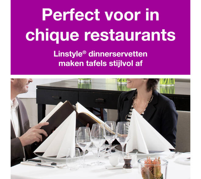 Dinerservet Tork Linstyle Premium 1/4 vouw 1-laags 390x390mm 50 vel wit 478722