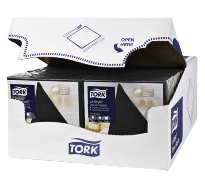 Dinerservet Tork Linstyle Premium 1/4 vouw 1-laags 390x390mm 50 vel zwart 478726