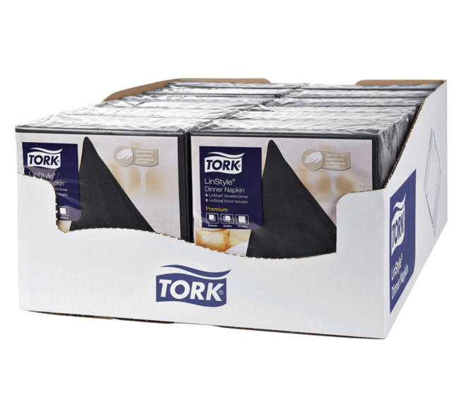 Dinerservet Tork Linstyle Premium 1/4 vouw 1-laags 390x390mm 50 vel zwart 478726