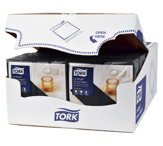 Dinerservet Tork Linstyle Premium 1/8 vouw 1-laags 390x390mm 50 vel zwart 478151
