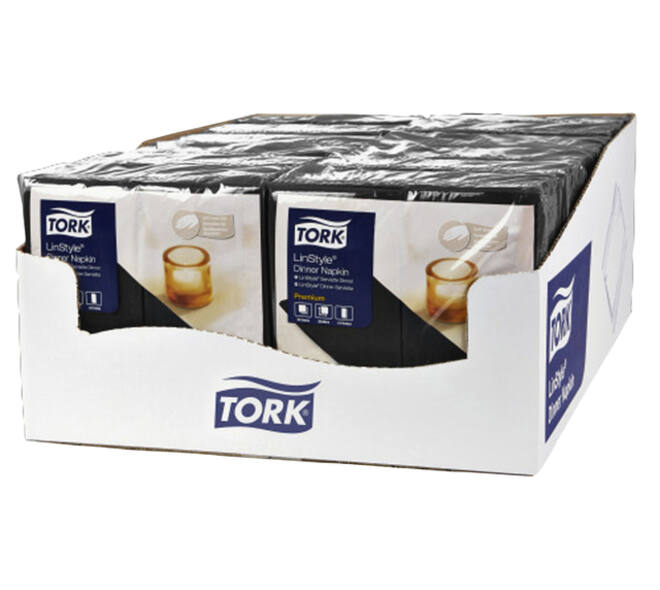 Dinerservet Tork Linstyle Premium 1/8 vouw 1-laags 390x390mm 50 vel zwart 478151