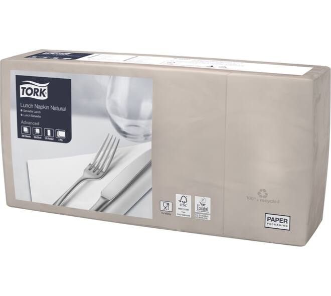 Lunchservet Tork Advanced 1/8 vouw 2-laags 328x325mm 200 vel naturel 477351