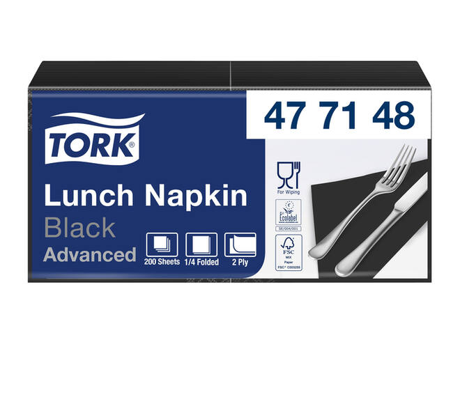 Dinerservet Tork Linstyle Premium 1/4 vouw 1-laags 390x390mm 50 vel zwart 478726