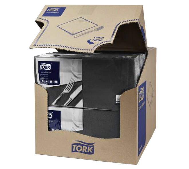 Lunchservet Tork Advanced 1/4 vouw 2-laags 328x325mm 200 vel zwart 477148
