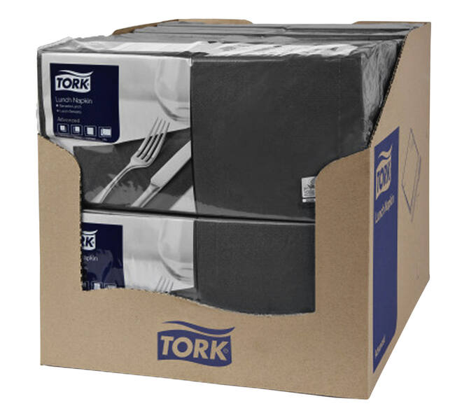 Lunchservet Tork Advanced 1/4 vouw 2-laags 328x325mm 200 vel zwart 477148