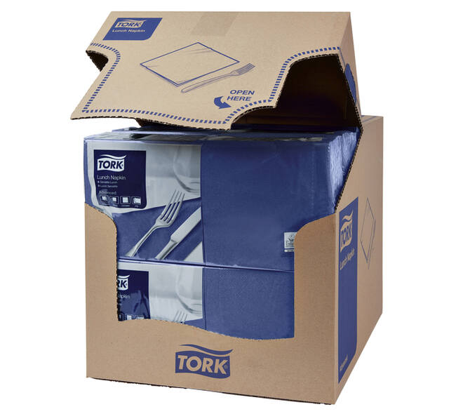 Lunchservet Tork Advanced 1/4 vouw 2-laags 328x325mm 200 vel donkerblauw 477215