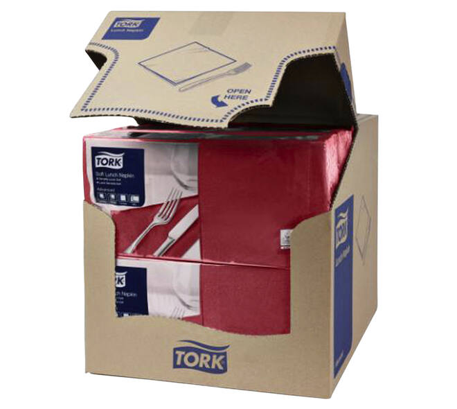 Lunchservet Tork Advanced 1/4 vouw 2-laags 328x325mm 200 vel bordeauxrood 477213