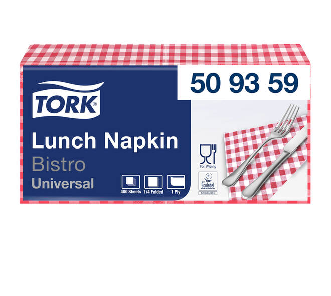 Lunchservet Tork Universal 1/4 vouw 1-laags 328x325mm 400 vel bistro 509359