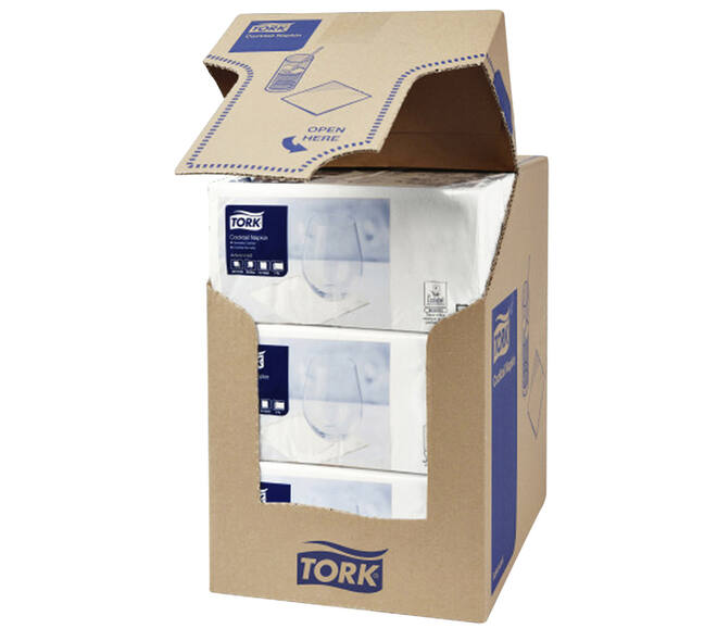 Cocktailservet Tork Advanced 1/4 vouw 2-laags 238x238mm 200 vel wit 477534