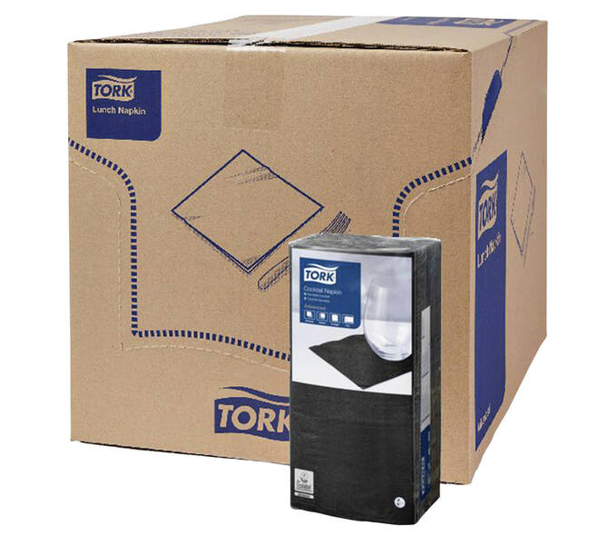 Cocktailservet Tork Advanced 1/4 vouw 2-laags 238x238mm 200 vel zwart 477829